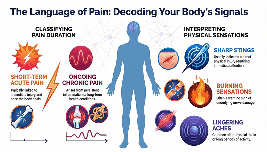 decoding body pain signals and types of pain sensations
