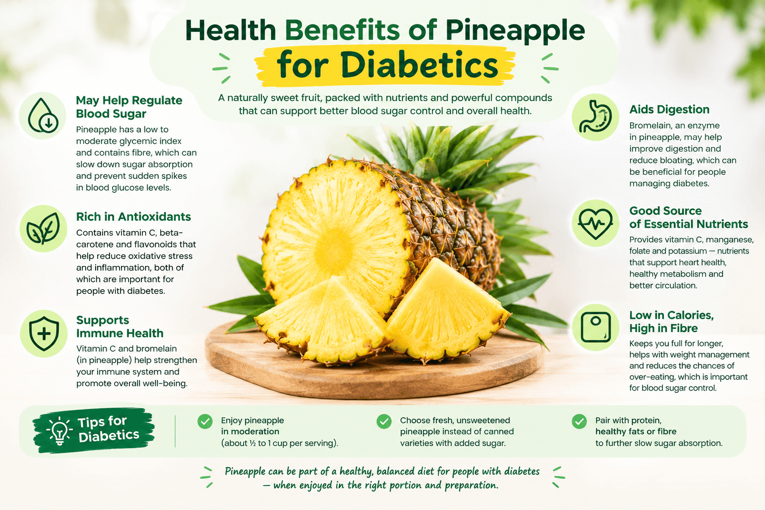Health benefits of Pineapple for diabetics